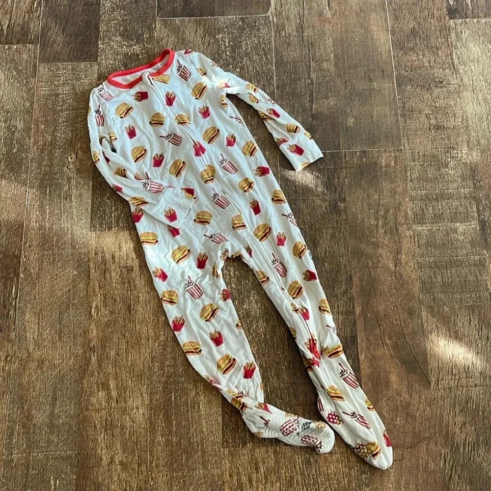 Free birdees bamboo burger, fries, and shake onsie pajamas